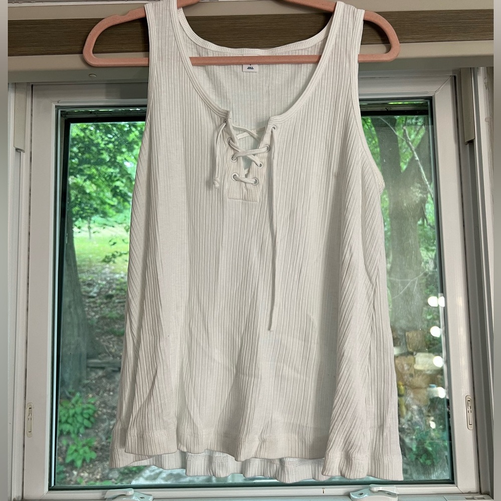 White tank top w/ tie front